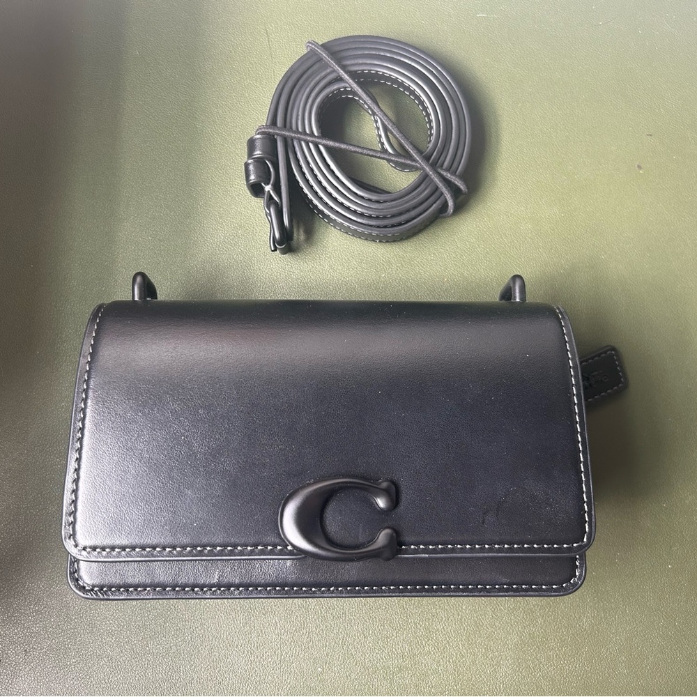 Coach Black Leather Shoulder Bag with Signature Patch